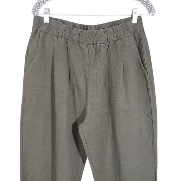 IXIMO Linen Blend Wide Leg Barrel Pants Green Size Large Lagenlook Balloon - Picture 3 of 10